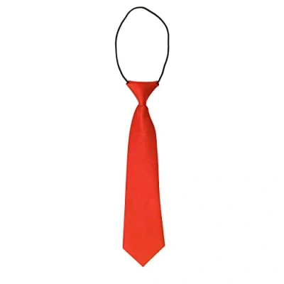 Image of Rocking Party Satin Plain Kids Elastic Tie Pre Tied Children&#039;s Necktie for Boy (Red)