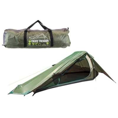 Image of 1 Person Trekker Tent Hiking Outdoors One Man Single Green