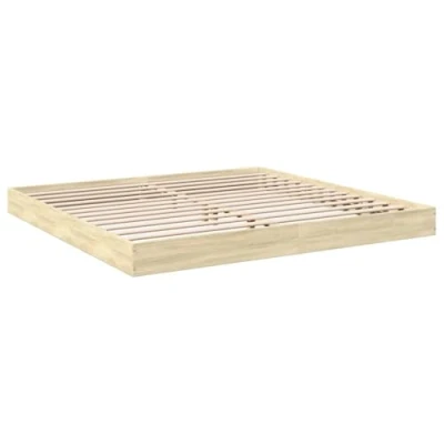 Image of vidaXL Bed Base Frame in Sonoma Oak Finish Engineered Wood 180x200 cm Super King Modern Bedroom Furniture Sturdy Slats
