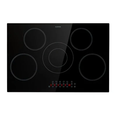 Image of Klarstein glass ceramic hob, stove with 5 hobs, 8200 W modern built in electric hob boost function, for the kitchen, 80 cm