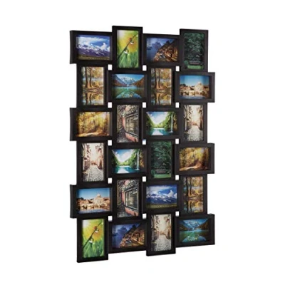 Image of Relaxdays Picture Frame for 24 Photos, Individual Photo Collage, HxWxD: 59 x 86 2.5 cm, Black