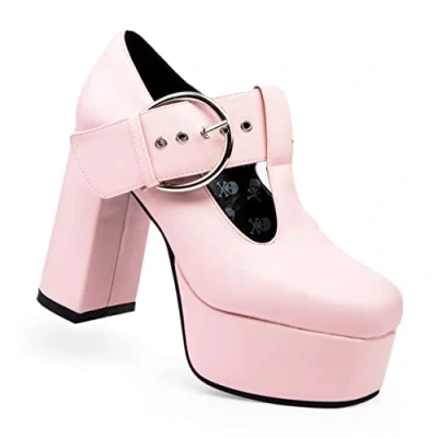 Image of LAMODA Women&#039;s Dream Lover Court Shoe, Pink Pu, 7 UK
