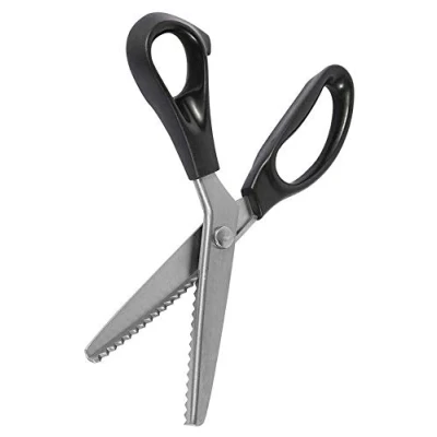 Image of Pinking Shears Dressmaking Fabric Scissors Dress Making Cutting Zig Zag Pattern Serrated Sewing Scissor Stainless Steel Precision Tailors 23cm