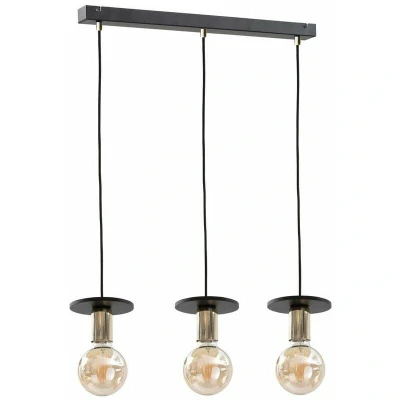 Image of Saturn Bar Pendant Ceiling Light Black, 60cm, 3x E27