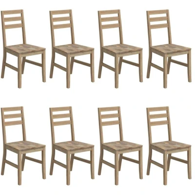 Image of vidaXL 2x Solid Wood Acacia Dining Chairs Home Indoor Office Kitchen Dinner Seat Furniture Wooden Room Dinette Seating Chair