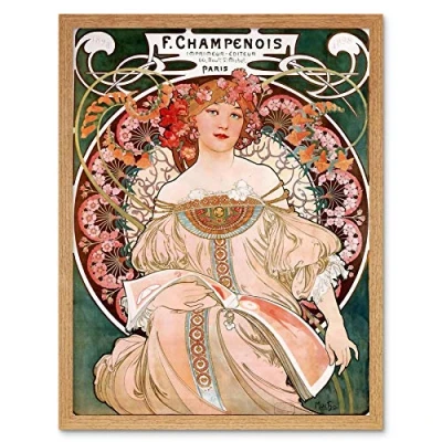 Image of Wee Blue Coo Alphonse Mucha Champenois Old Master Painting Art Print Framed Poster Wall Decor 12X16 Inch