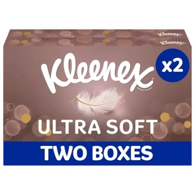 Image of Kleenex Ultra Soft Facial Tissues Pack of 2 Boxes Our Softest Tissue Supremely And Silky Designed With Luxury In Mind