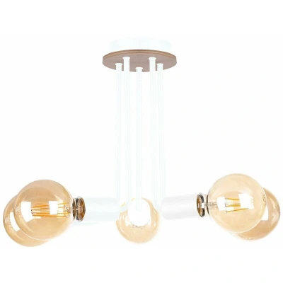 Image of Venna Multi Arm Semi Flush Ceiling Light Wood, White, 30cm, 5x E27