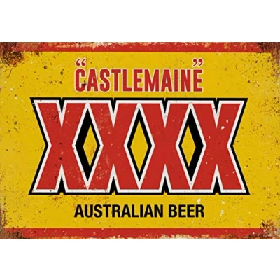 Image of Vintage Advertising Wall Tin Plaque 20x15cm Pub Shed Bar Man Cave Home Bedroom Office Kitchen Gift Metal Sign Australian Castlemaine XXXX Beer Lager Retro inspired