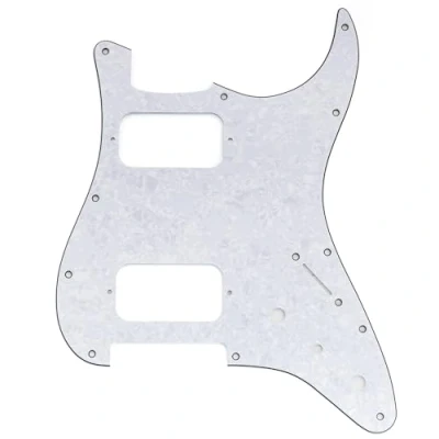 Image of Musiclily Pro 11 Holes ST HH Guitar Pickguard with Round Corner Uncovered Humbucker 2 Pot Mini Switch Layout for Fender Squier Strat Style Electric Guitar, 4ply White Pearl