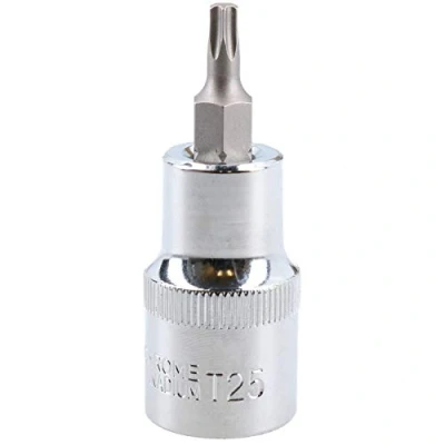 Image of T25 Male Torx Bit Star Socket 1/2&quot; Drive Standard Internal Chrome Vanadium Steel