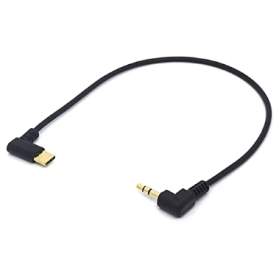 Image of USB Type c to 3.5mm Cable, 90 Degree Angled Male Audio Aux Adapter Cord Car Stereo for Google Huawei (Type TRS)