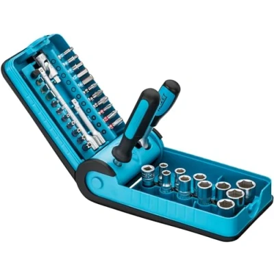 Image of Hazet 856 1 1/4 Inch Socket Set Black/Blue/Silver (38 Piece)
