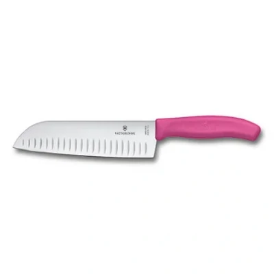 Image of Victorinox Swiss Classic Pink 17cm Santoku Knife Fluted Blade