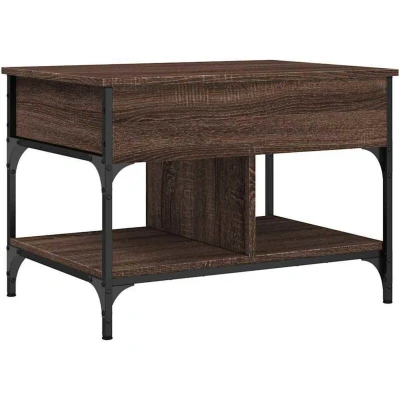 Image of vidaXL Coffee Table Brown Oak 70x50x50 cm Engineered Wood and Metal