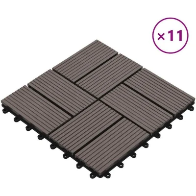 Image of vidaXL 11 pcs Decking Tiles WPC 30x30 cm 1 sqm Dark Brown