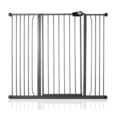 Image of Safetots Extra Tall Metal Safety Gate Pressure Fit, 126.7cm 134.3cm, Slate Grey, 104cm in Height, Stair Gate, Baby Easy Installation