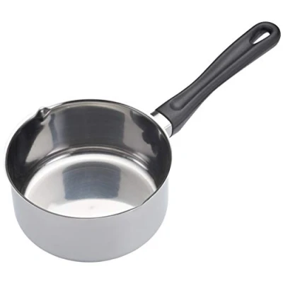 Image of KitchenCraft Milk Pan, Induction Pan with Pouring Lip, Stainless Steel 14 cm (6&#039;&#039;), Silver
