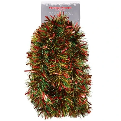 Image of Christmas Concepts® Red/Green/Gold Chunky/Fine Tinsel 4 Metre Decoration