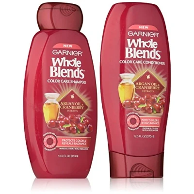 Image of Garnier Whole Blends Color Care Shampoo and Conditioner Set with Argan Oil Cranberry Extracts, 12.5 Ounces each