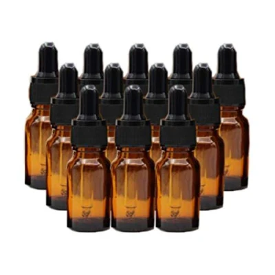 Image of QUUPY 12 Pcs 10ml Brown Dropper Bottle,Sample Empty Glass Bottles,for store Essential Oils,Aromatherapy, Perfume