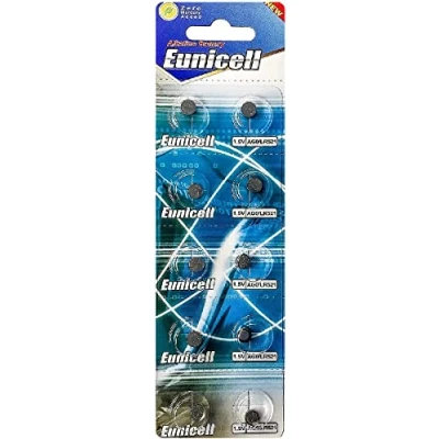 Image of Eunicell Lot de 10 piles bouton AG0 Type LR63 LR521 SR521W 379