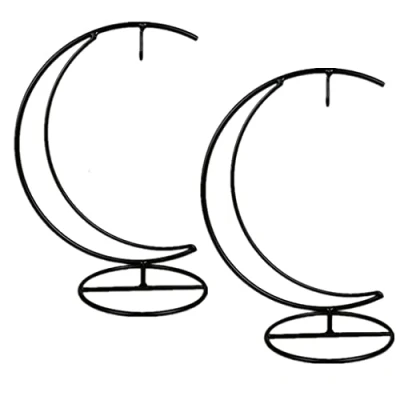 Image of Eidoct Ornament Display Stand, Moon Shaped Iron Hanging Stand Rack Holder for Home Wedding Decoration, Glass Globe and Witch Ball(Without Bottle) (2)