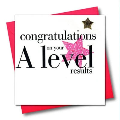Image of Claire Giles Hearts and Stars A Levels Congratulations Card Pink