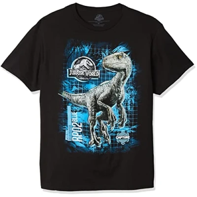 Image of Jurassic World Boys&#039; Little 2 Blue Raptor Grid Short Sleeve T Shirt, black, 7