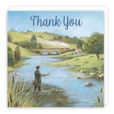 Image of Hunts England Fly Fishing Fun Thank You Card For Him Milo&#039;s Gallery Sport Lovers Boys, Men, Husband, Dad, Grandad, Son, Brother