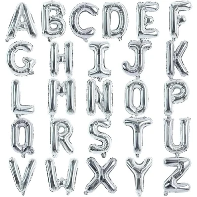 Image of 26 Pieces 16 Inch Silver Letters A Z Balloons, Mylar Foil Alphabets DIY Custom Personalized Phrase Banner for Birthday Anniversary Baby Shower Party Supplies Decoration