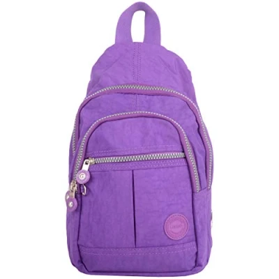 Image of Valita Mens/Womens Crinkled Nylon Handy Practical Tavel Ruck Sack/Back Pack Purple
