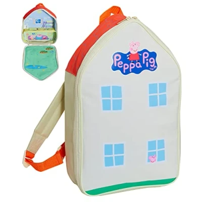 Image of Peppa Pig Backpack Playhouse with Full Interior and Folding Shelf Rucksack Kids Nursery Travel Toy Bag
