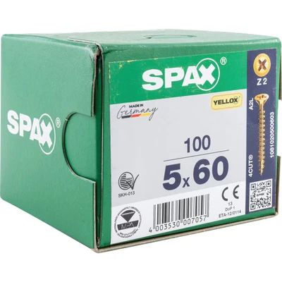 Image of Spax Universal Screw Countersunk Head Phillips Z 4Cut Full Thread Galvanized Passivated A2L 1081020350123, 1081020500603