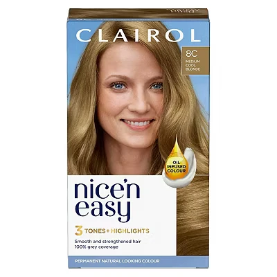 Image of Clairol Nice&#039;n Easy Crème, Natural Looking Oil Infused Permanent Hair Dye, 8C Medium Cool Blonde