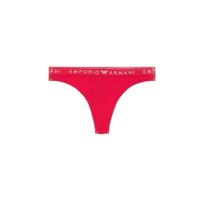 Image of Emporio Armani Women&#039;s Iconic Logoband 2 Pack Brasilian Half Slip, Rosso LACCA, S