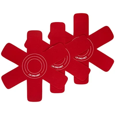 Image of Le Creuset Set of 3 Felt Cookware Protectors Cerise