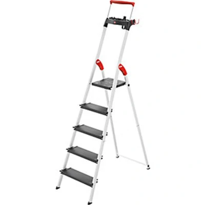 Image of Hailo TopLine L100 8050 307 Aluminium Safety Stepladder with Multifunctional Shell, Holder, Platform Lock and 130 mm Extra Deep Steps, Black, 507