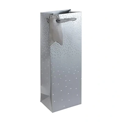 Image of Clairefontaine 30864 4C An Excellia Gift Bag Bottle Format Dimensions: 12.7 x 9 35.5 cm 210 g Pattern: Silver Star On Background Wrapping,