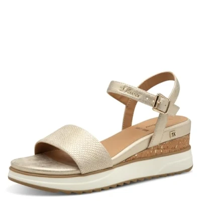Image of s.Oliver Women Damen 5 28708 42 Wedge Sandal, Champagner, 6 UK