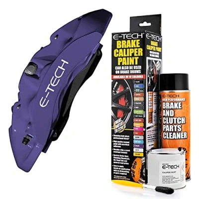 Image of E TECH Violet Brake Caliper/Drum Paint EBCP V Complete Kit inc Paint/Cleaner &amp; Brush