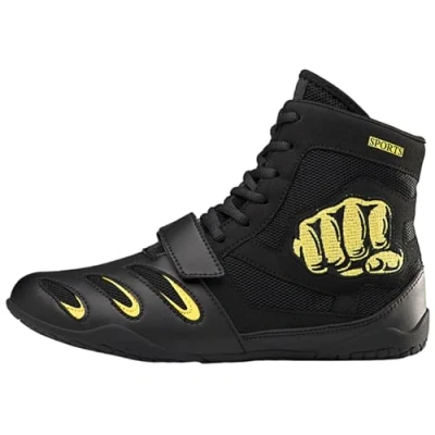 Image of Kraftpaid Boxing Shoes,Men&#039;s Wrestling Shoes Boots,Boxing Boots Mens Boys,Bodybuilding Shoes,Rubber Sole,Breathable Non Slip,for Fighting Powerlifting Bodybuilding Footwear.