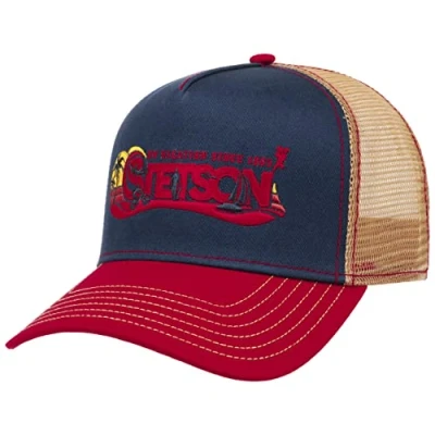 Image of Stetson On Vacation Trucker Cap Men mesh Baseball with Peak, Snapback, Peak Winter Autumn Spring Summer One Size Navy