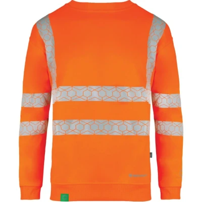 Image of Beeswift Envirowear Orange Hi Vis Sweatshirt Unisex Reflective Sustainable Circular Process Safety PPE Workwear Medium