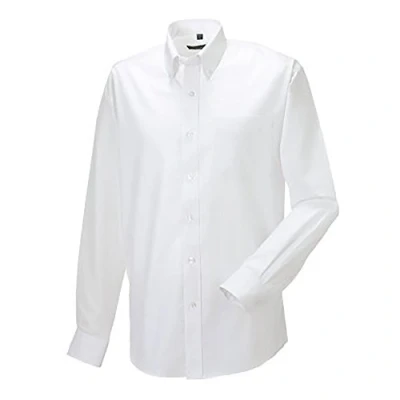 Image of Russell Collection Mens Long Sleeve Easy Care Oxford Shirt (16.5inch) (White)
