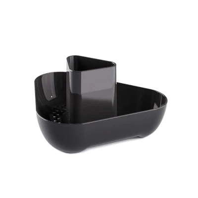 Image of Zeal Corner Sink Tidy Organiser, Compact Cutlery Utensil Drainer Caddy Rack, Dark Grey