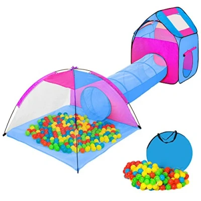 Image of TecTake Igloo children&#039;s tent with tunnel +200 balls +bag (multicolored 2 401233)