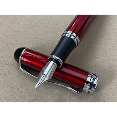Image of Rhapsody Jinhao x750 Fountain Pen 0.5mm Medium Fine Nib Ink Pens (Metallic Red)