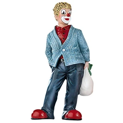 Image of GILDE Clown Small Decorative Figure and Collector&#039;s Item of Ecological in Gift Box Accessory Decoration Handmade Height 16 cm
