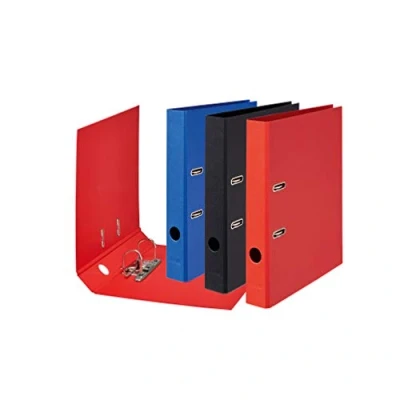 Image of Original Falken pack of 10 vegan folders Pure Color. 5 cm wide DIN A4 assorted colours (red, blue, black) File folder Letter Office Cardboard Slotted